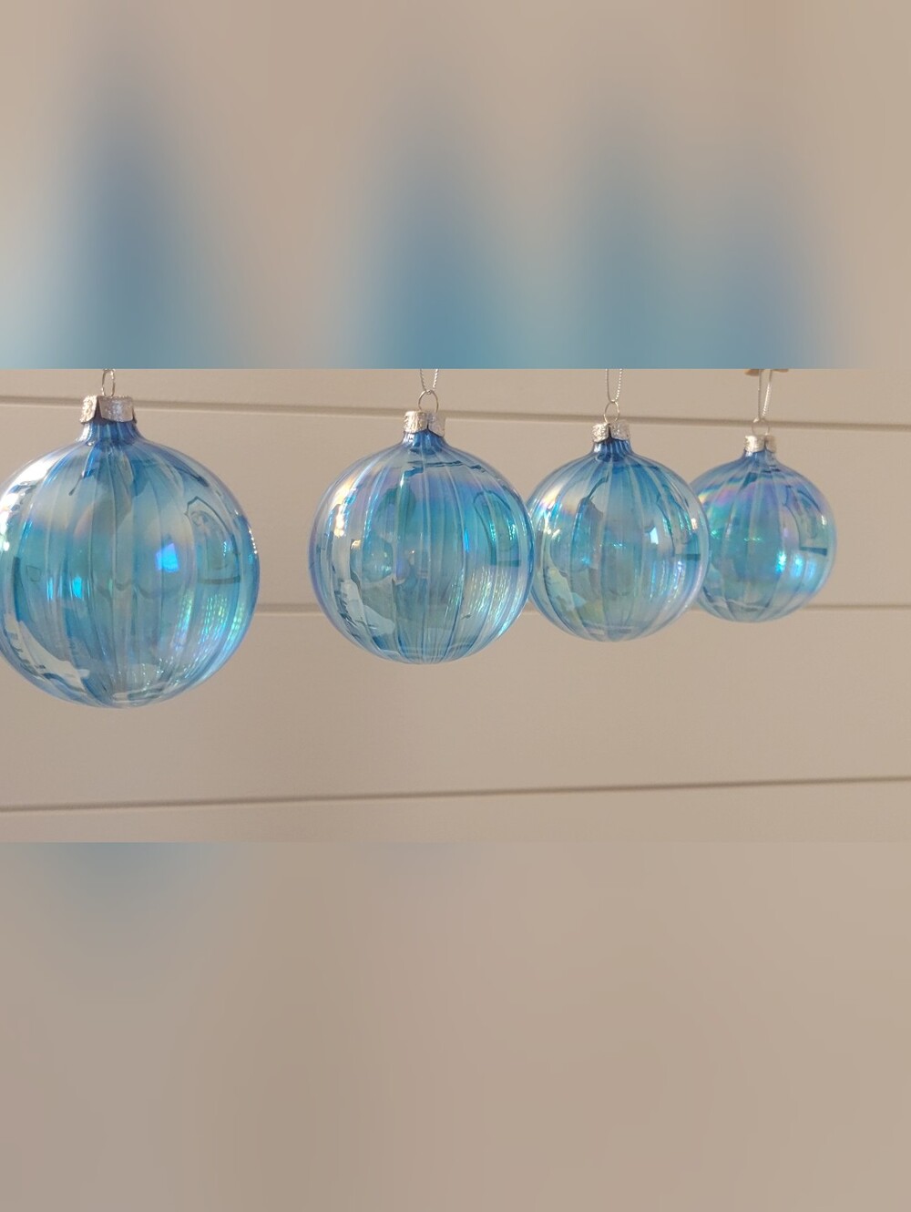 Iridescent Blue Glass Holiday Ornament Set